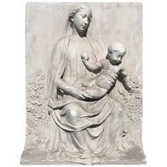 Exquisite Sculptural Plaster Bas Relief of Mother and Child