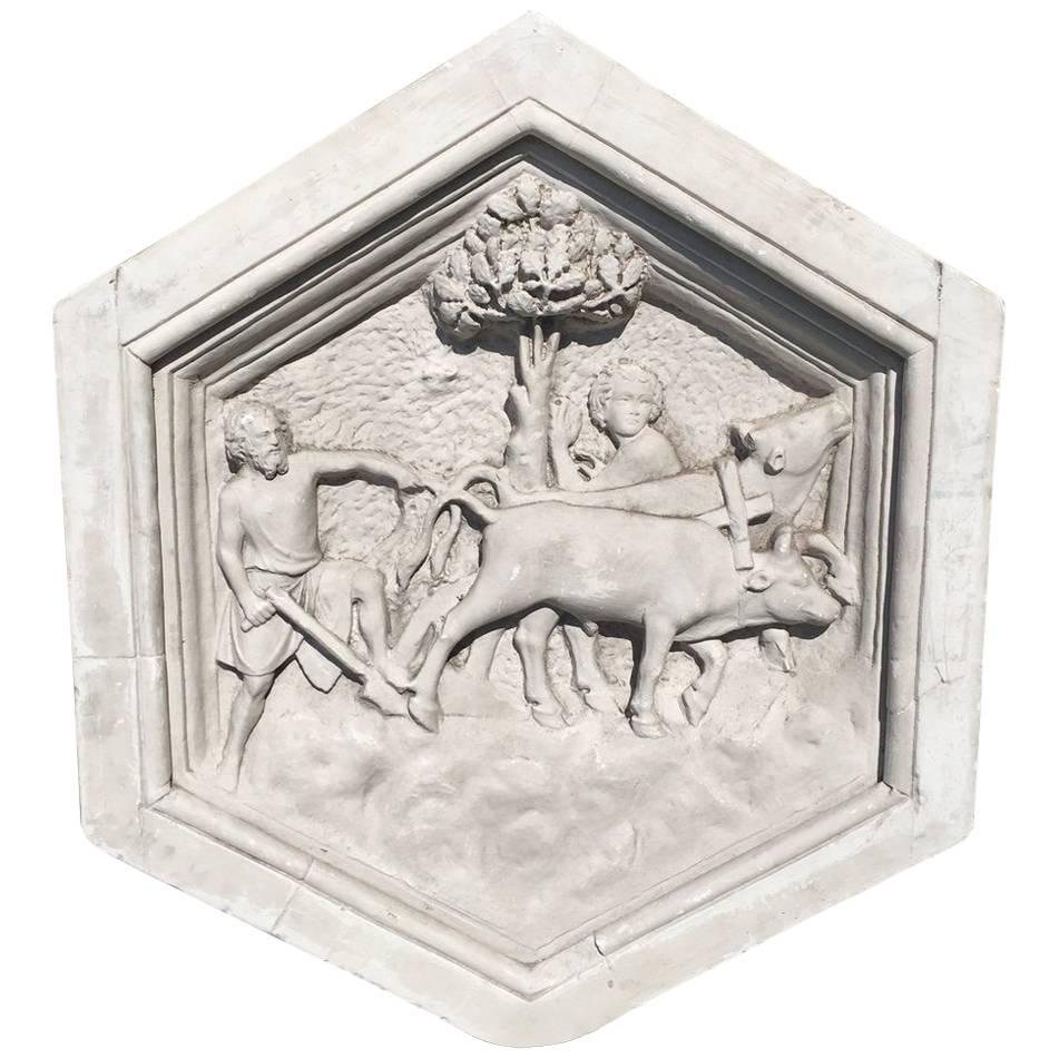 Gorgeous Plaster Six-Sided Bas Relief Sculpture