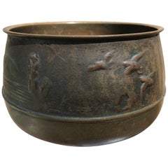 Japan Antique Bronze Cachepot Censer "Flying Geese"