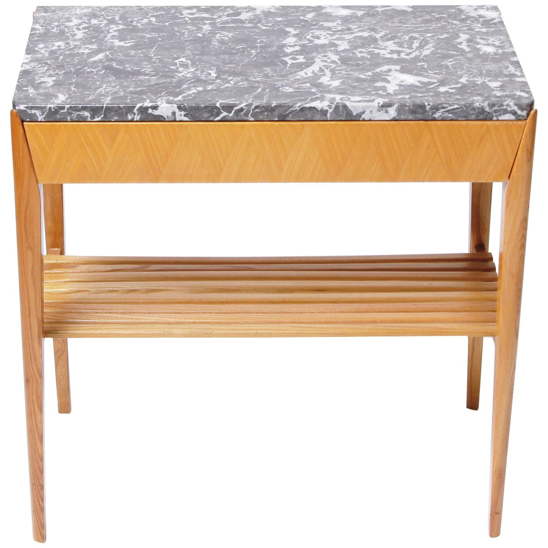 Swedish 1950s Marble-Top Side Table