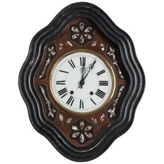 Antique French 19th Century Napoleon III Mother-of-Pearl Inlay Wall Clock