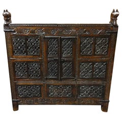 Colonial, Indian Carved Hardwood Marriage Chest