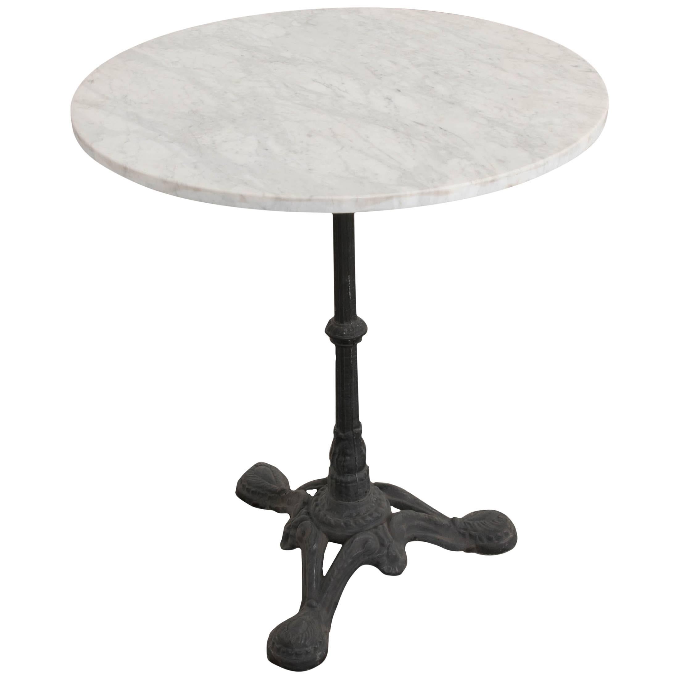 French 1920s Iron and Marble Bistro Table