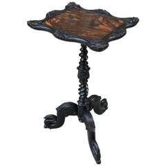 Highly Carved Anglo-Indian Candlestand with Coromandel Top