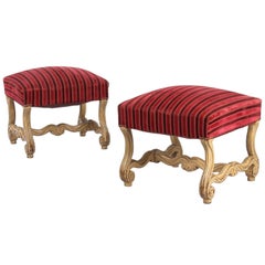 Pair of French Louis XIV Style Painted Ottomans, Early 1900s