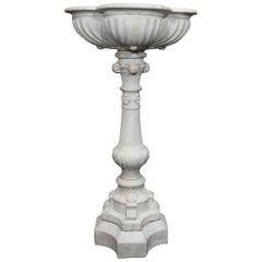 Antique Carved Carrara Marble Bird Bath