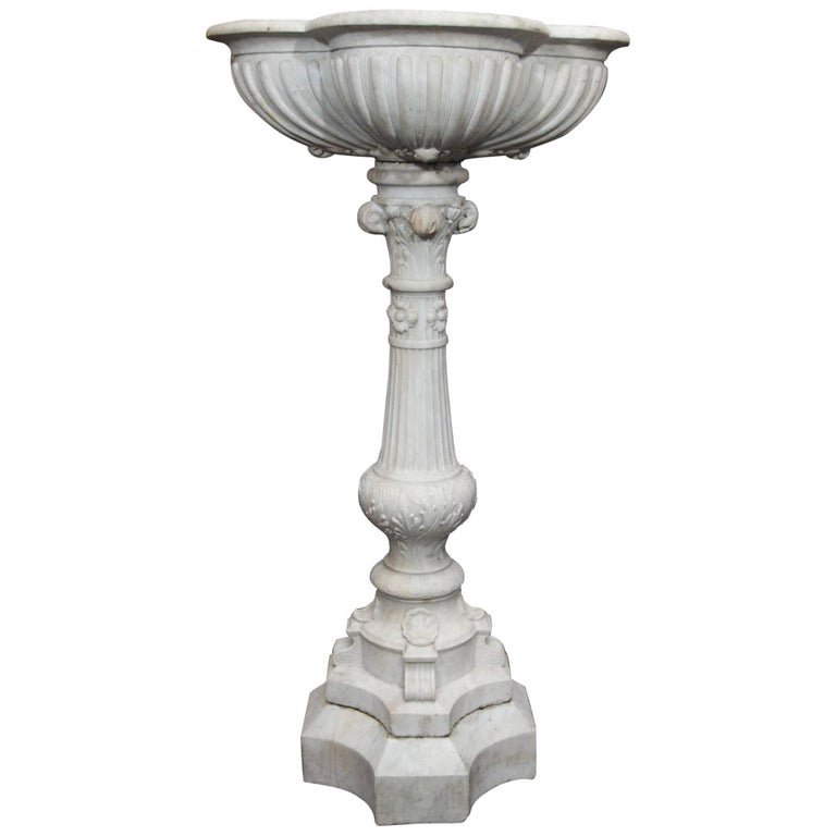 Antique Carved Carrara Marble Bird Bath at 1stDibs