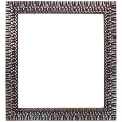 Large American Brutalist Silver Gilded Gesso and Carved Wood Picture Frame 11