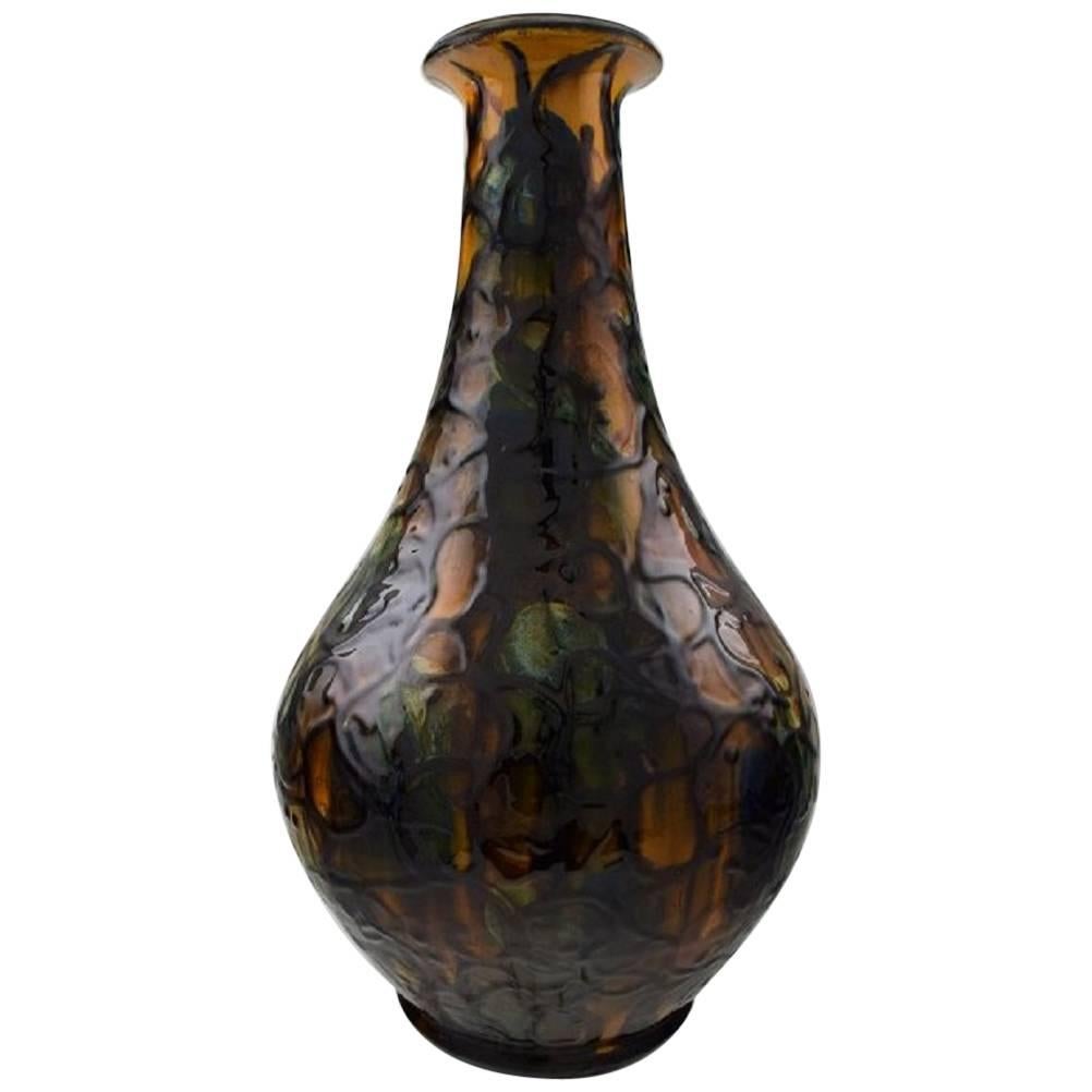 Kähler, Denmark, Large Glazed Stoneware Floor Vase in Modern Design, 1930-1940s