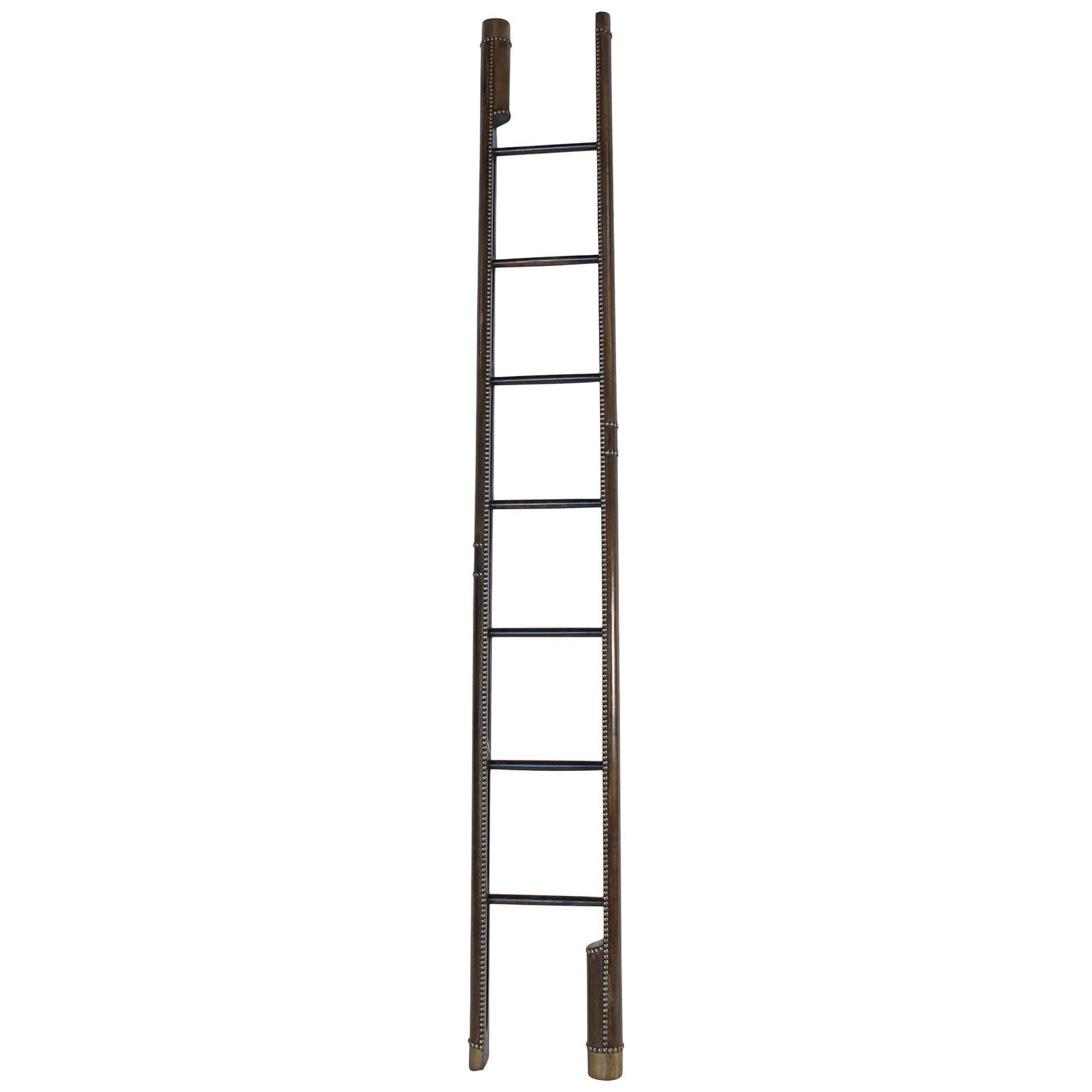 Vintage Leather Upholstered Elephant Ladder or Library Ladder, circa 1970