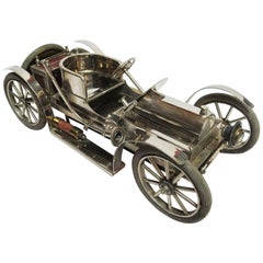 Detailed Automobile Handmade Folk Art, 1910, Car Model in Nickel Silver