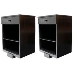 Pair of Black Stained Nightstands by Mengel