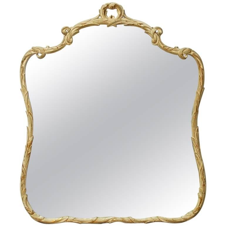 Italian Rococo Style Painted Giltwood Foliate Mirror