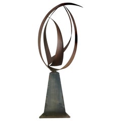 Vintage Large Metal Abstract Modernist Sculpture by Bill Heise