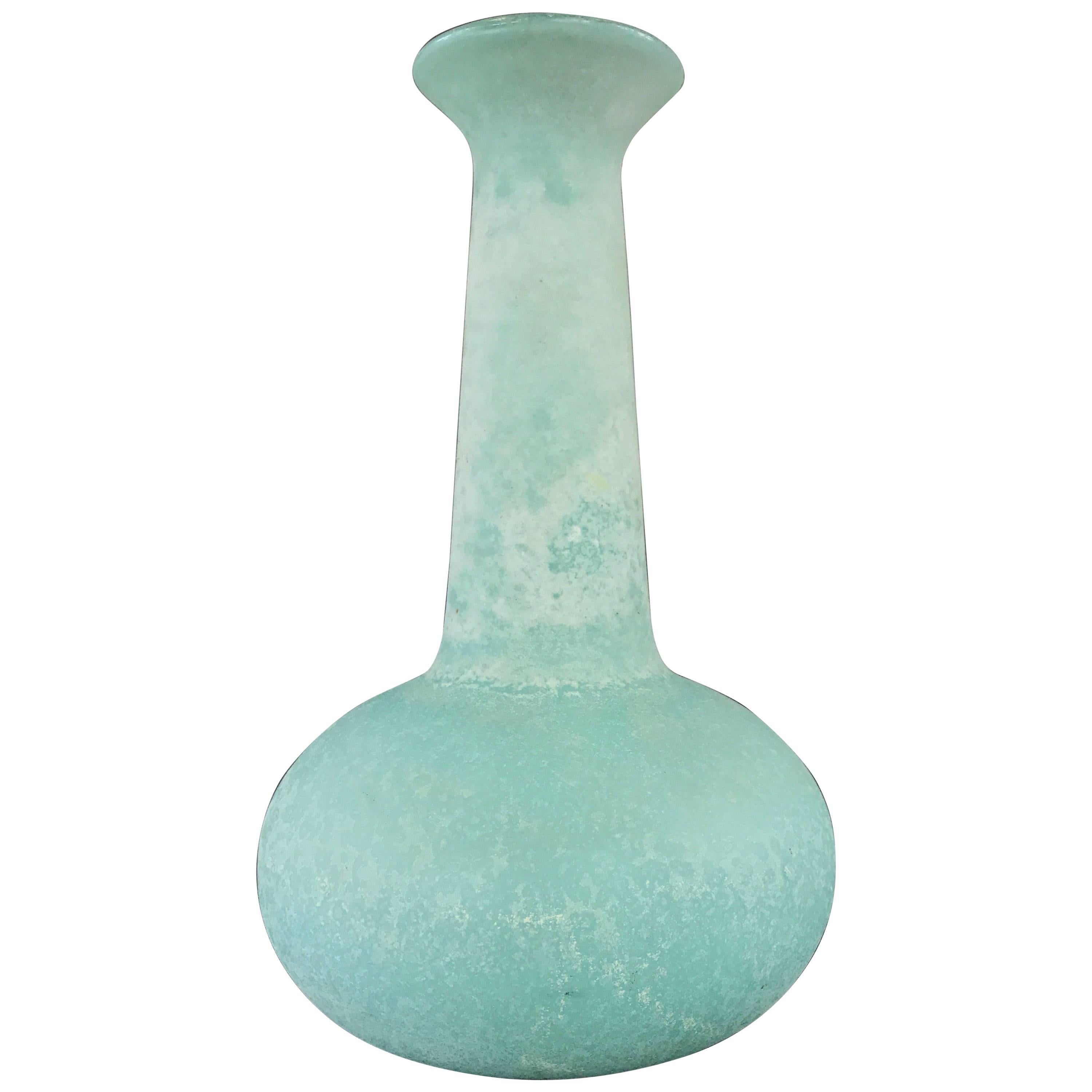 Tall Cenedese Murano Scavo Glass Vase