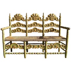 Early 19th Century Carved, Painted and Gilt Majorcan Settee