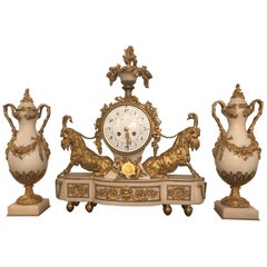 Elegant 18th Century French Ormolu Marble Clock and Garniture 3