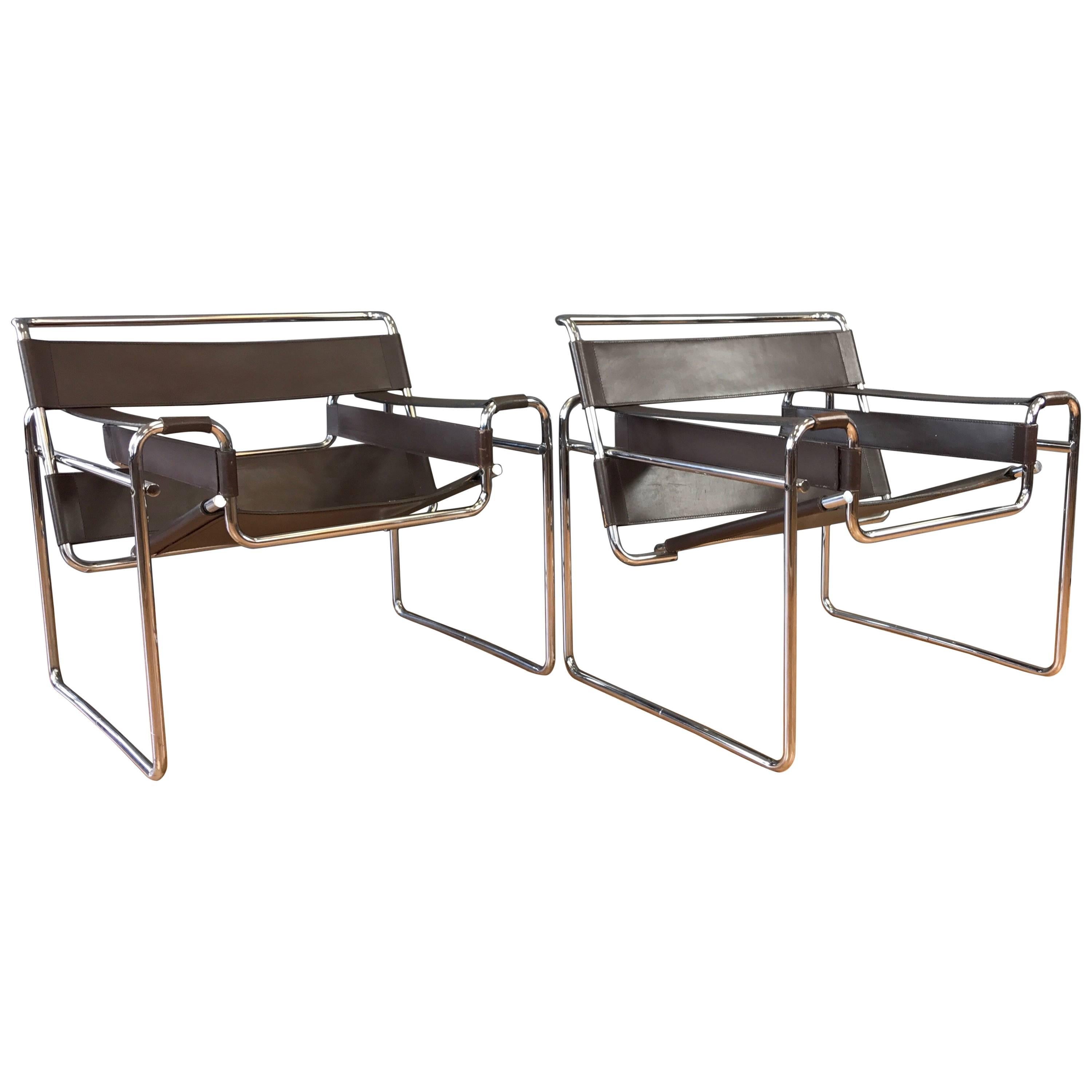 Pair of Vintage Marcel Breuer “Wassily” Chairs by Gavina for Knoll