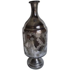 Large Mercury Glass Jug, Heavy "Antiqued" Silver Mercury Glass Jar