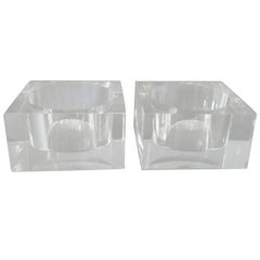 Vintage Pair of Acrylic Lucite Bottle Coasters