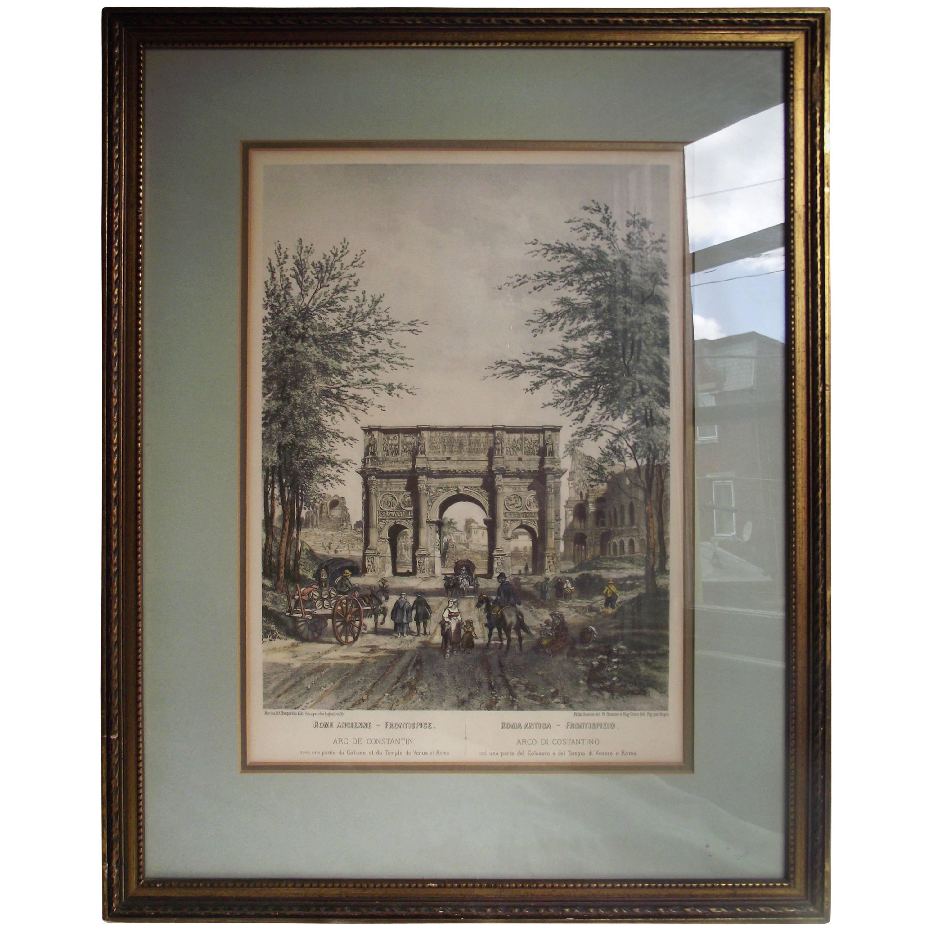 Hand Colored Engraving of the Arc De Constanic