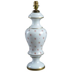 20th Century Rose Painted Opaline Glass Lamp