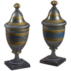 Pair of Early 19th Century Glass Lidded Vases