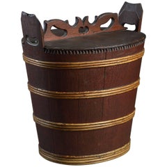 Early 19th Century Lidded Bucket or Wastepaper Basket