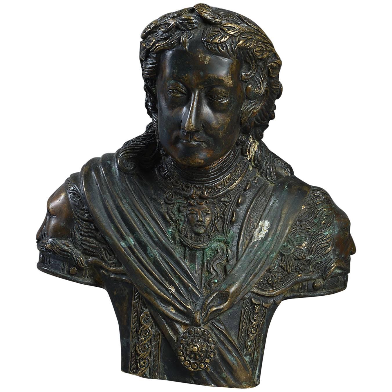 18th Century Bronze Bust of George II For Sale
