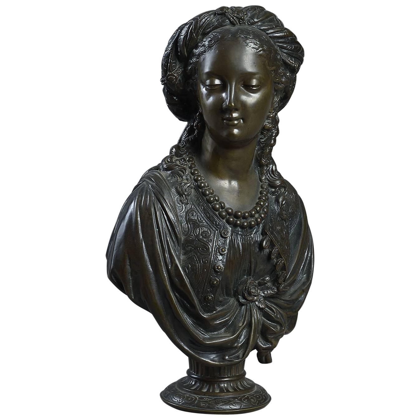 Fine 19th Century Bronze Bust of a Lady, after Louis Simon Boizot For Sale