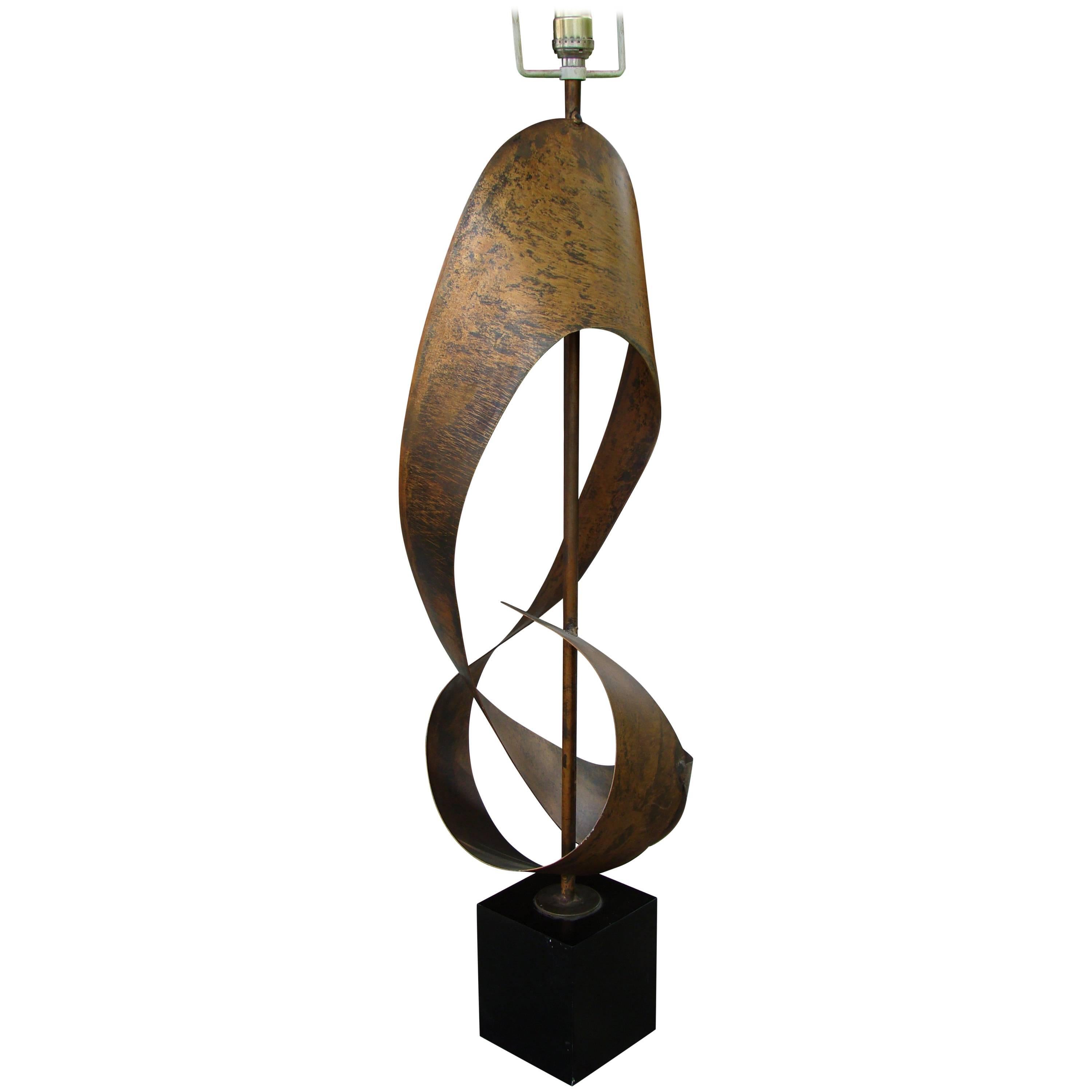 Monumental Sculptural Laurel Metal Table/Floor Lamp by Harry Balmer