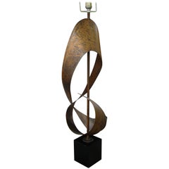 Monumental Sculptural Laurel Metal Table/Floor Lamp by Harry Balmer
