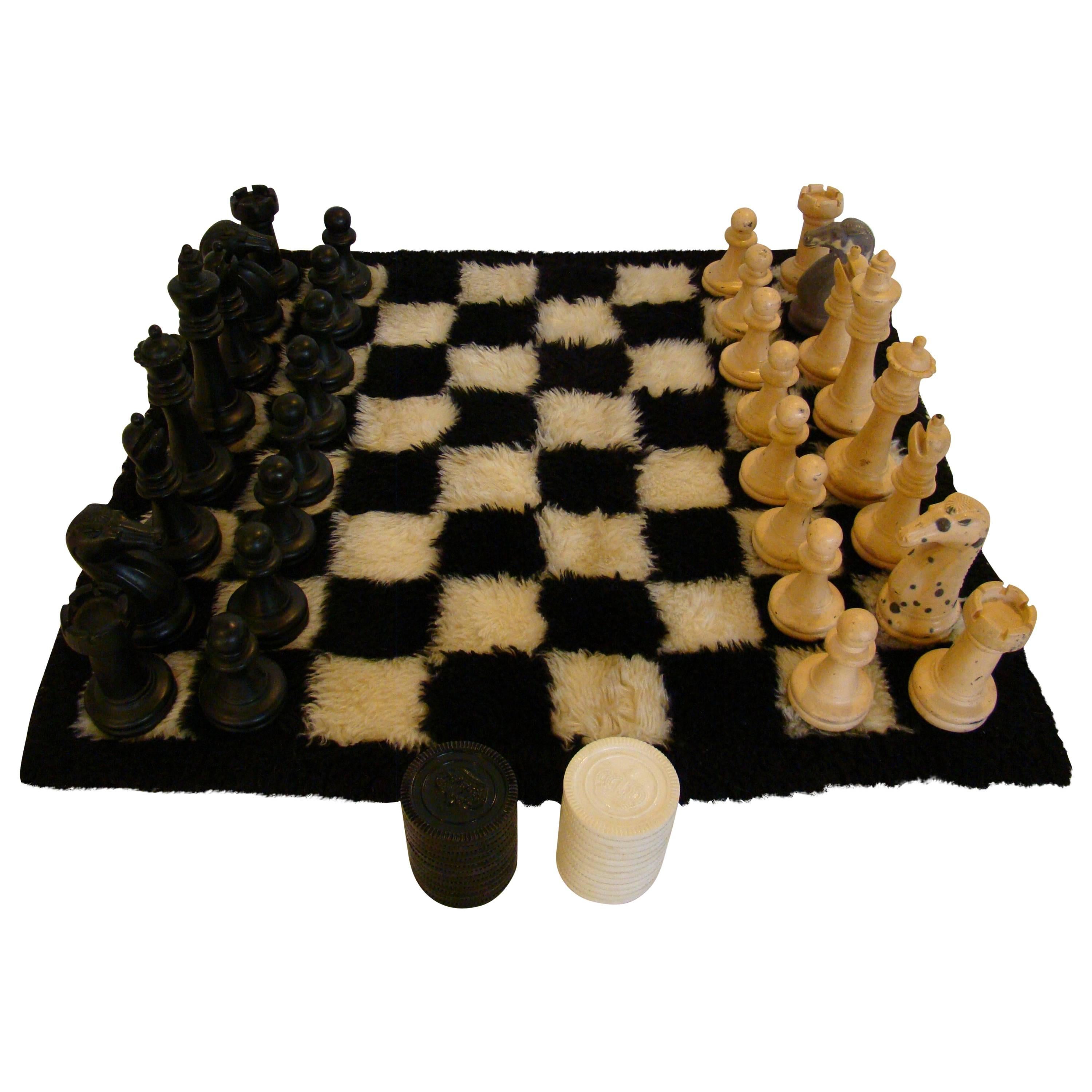 1970s, Executive Chess or Checker Set with Rug by Glenoit Chessmate Game For Sale