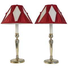 Pair of French Louis XVI Period Gilt-Bronze Candlestick Lamps, circa 1780 7