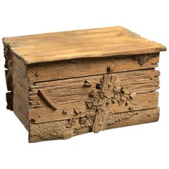 19th Century Black Forest Casket or Box Carved as a Rustic Crate with Insects