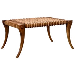 T.H. Robsjohn-Gibbings Walnut Mid-Century Modern Bench with Klismos Style Legs