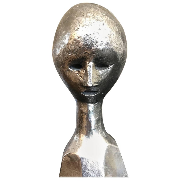 Modernist Polished Steel Abstract Male Bust at 1stDibs