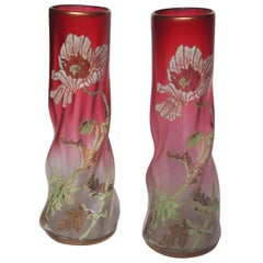 Late Victorian Legras Pair Vases