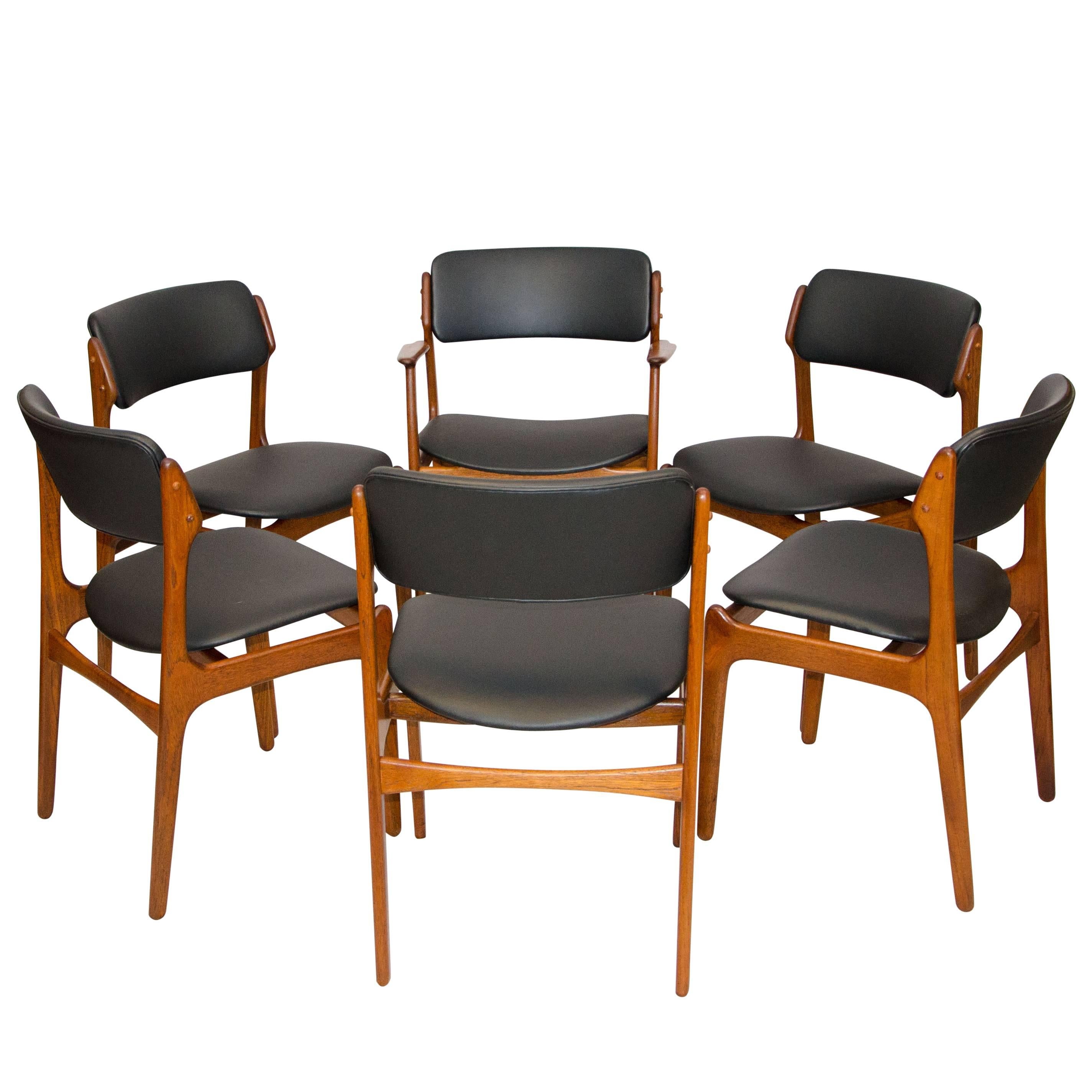 Set of Six Danish Teak Dining Chairs by Erik Buck
