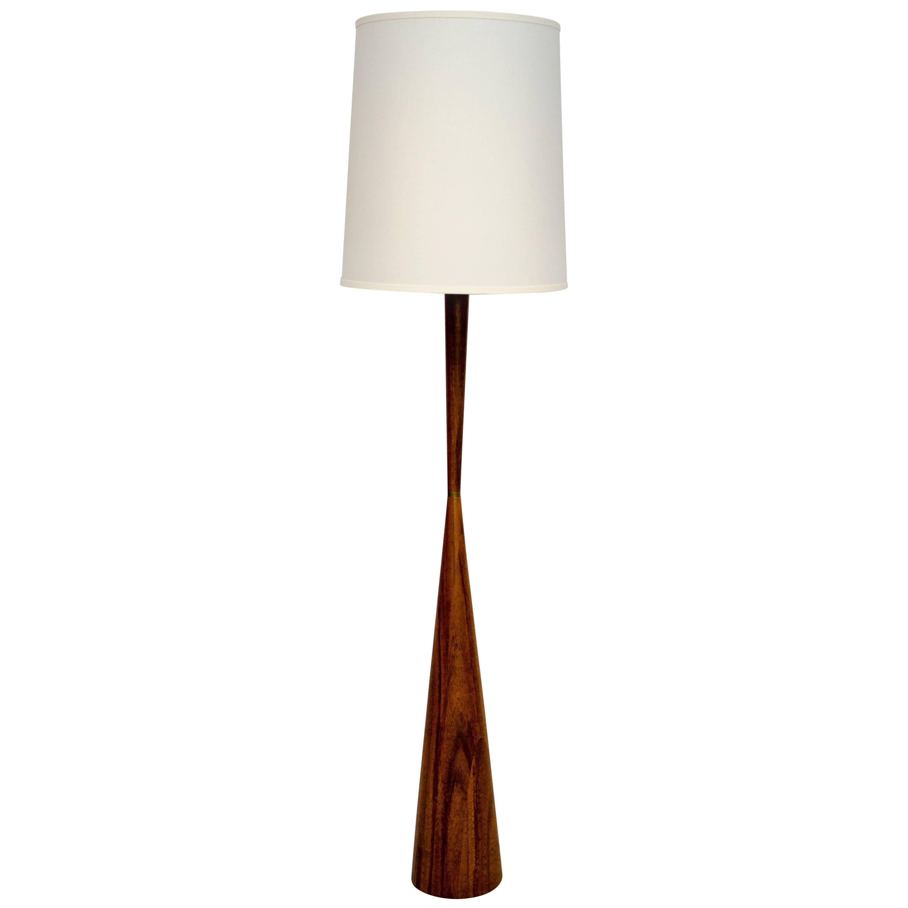 Mid-Century Mahogany Floor Lamp For Sale