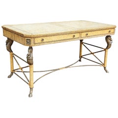 Neoclassical Desk Leather and Wrought Iron by Maitland Smith 2