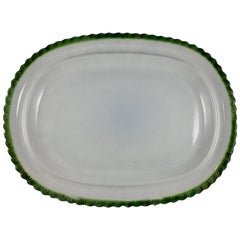 Antique English Staffordshire Leeds Pearlware Green Feather or Shell Edge Large Platter