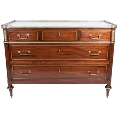 French Directoire Mahogany and Brass Mounted Chest, France, Early 19th Century