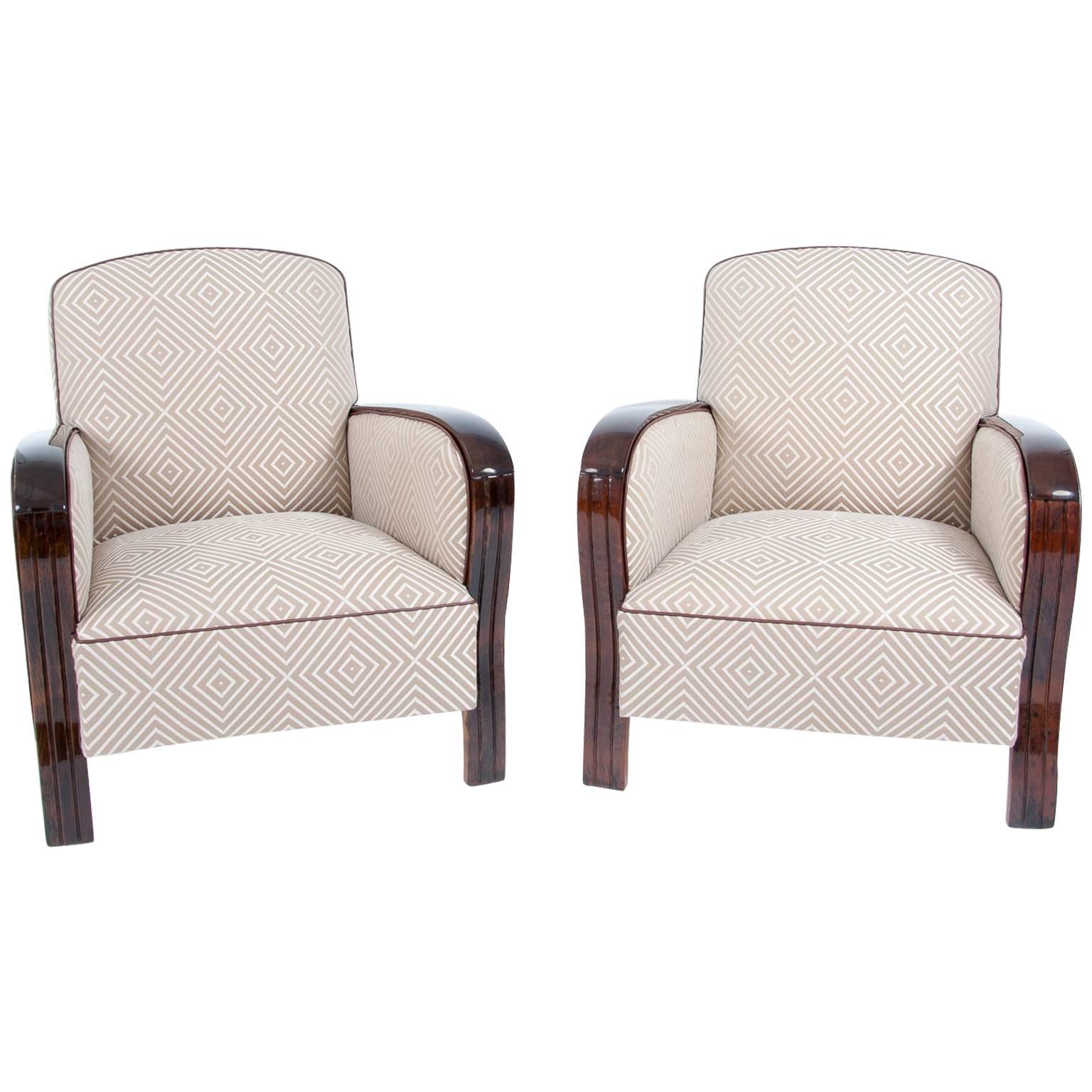 Pair of French Art Deco Club Chairs, France, around 1940