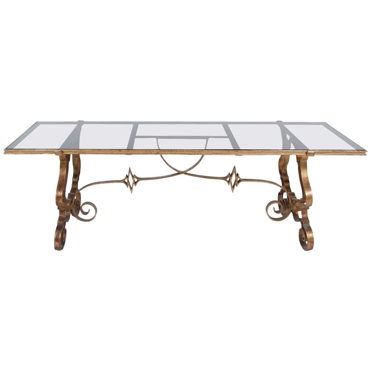French Glass Coffee Table, France Neoclassical For Sale