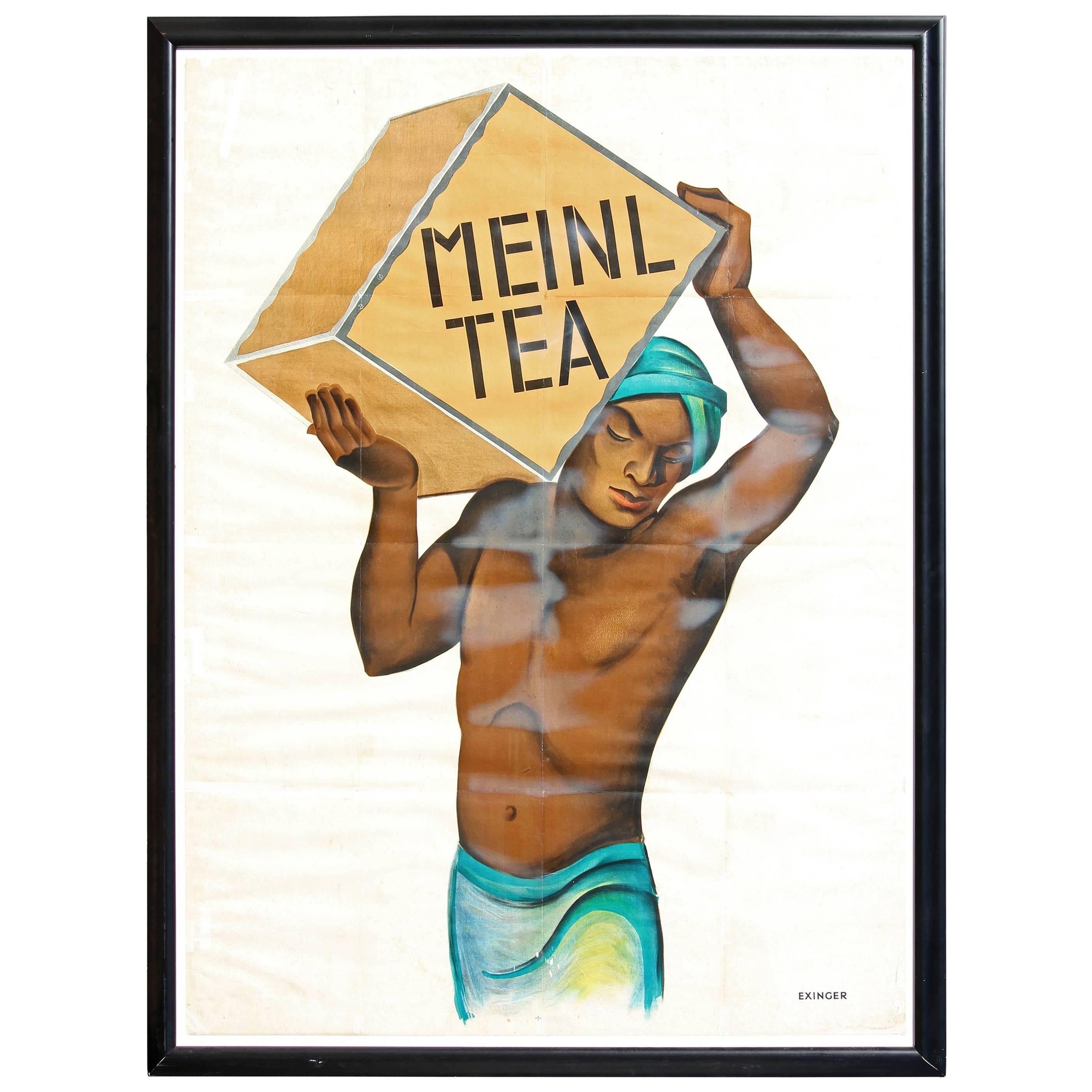 Large Vintage Meinl Tea Poster Framed