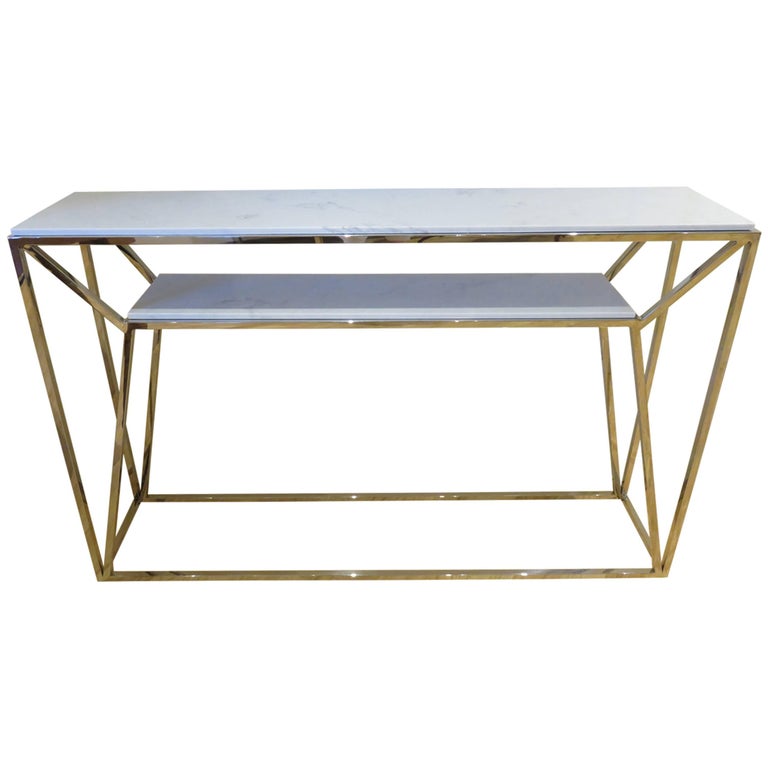 Marble and Chrome Two Level Console Table at 1stDibs marble and