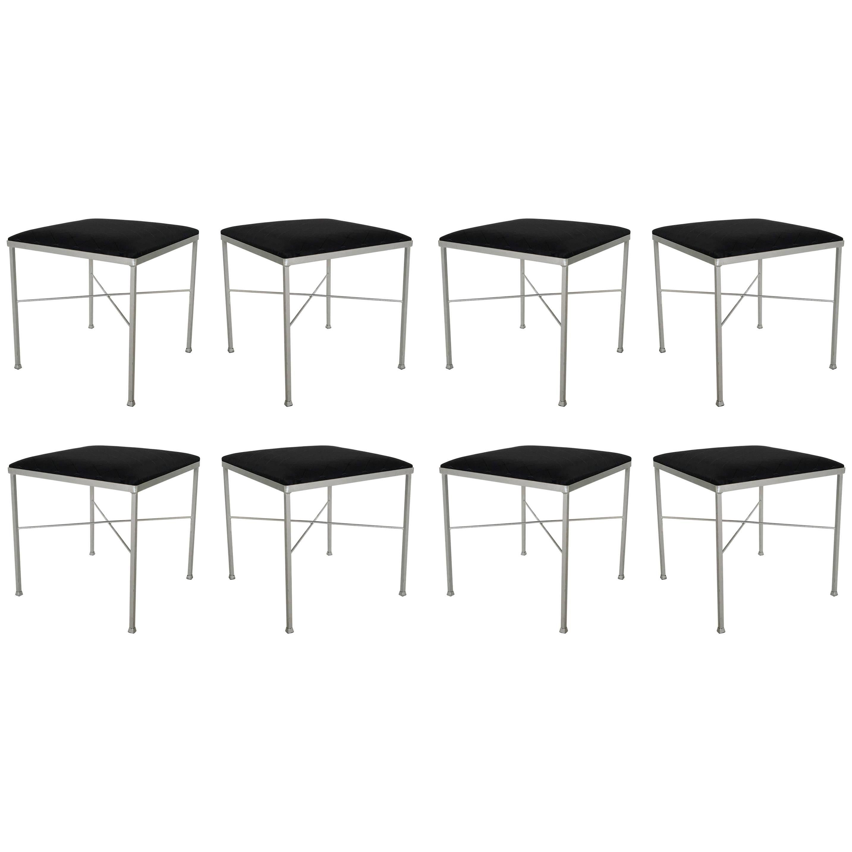 Eight X-Base Brass Stools by Thonet For Sale