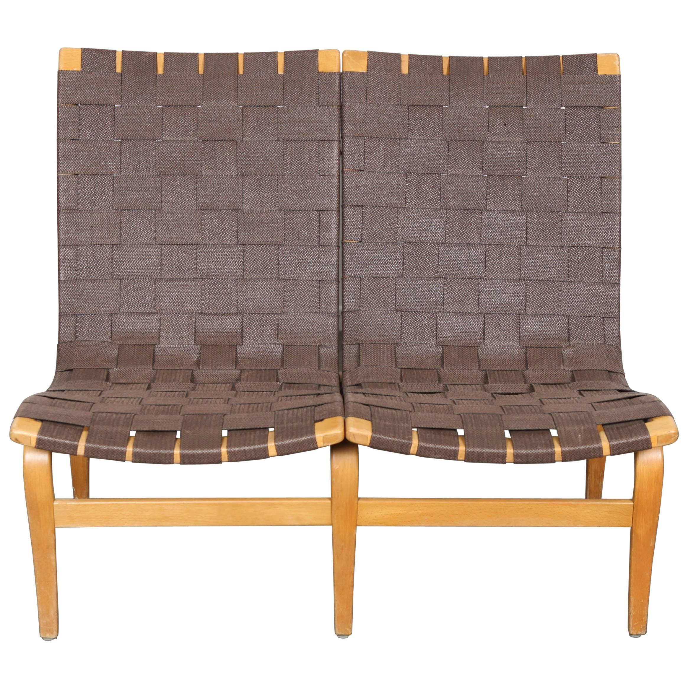 Swedish Mid-Century Modern Two-Seat Webbed Sofa by Bruno Mathsson