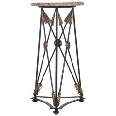 Gilt Iron Neoclassical Style Arrow Gueridon with Marble Top